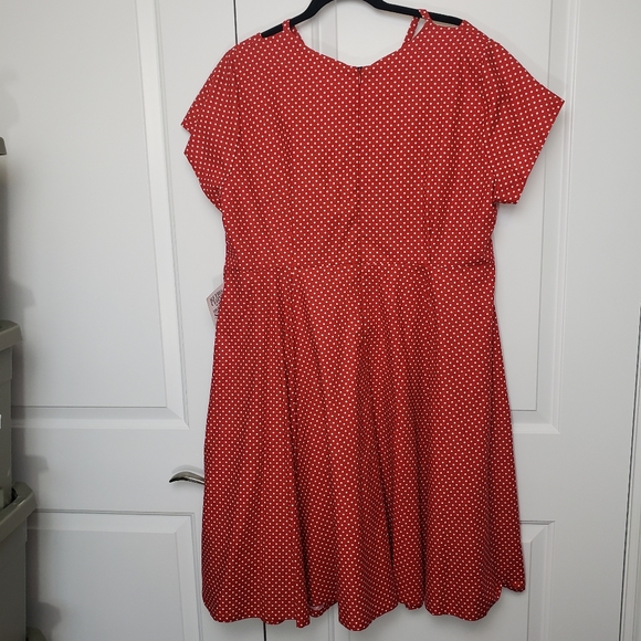 Cherry Velvet Red dress with tiny polka dots Plus - Picture 10 of 11